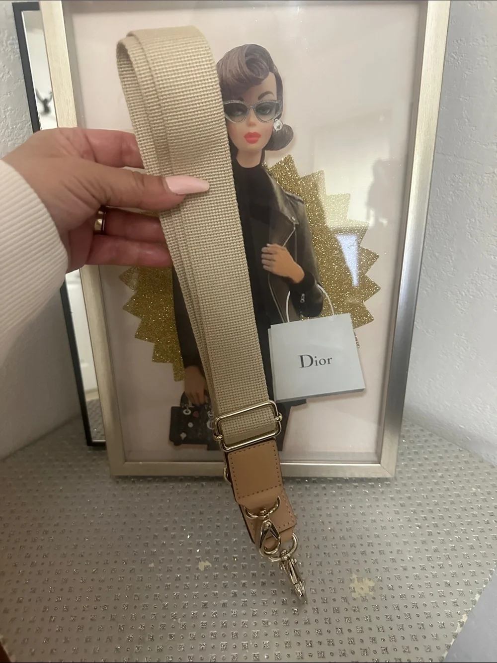 Adjustable Canvas Bag Strap with Gold Hardware